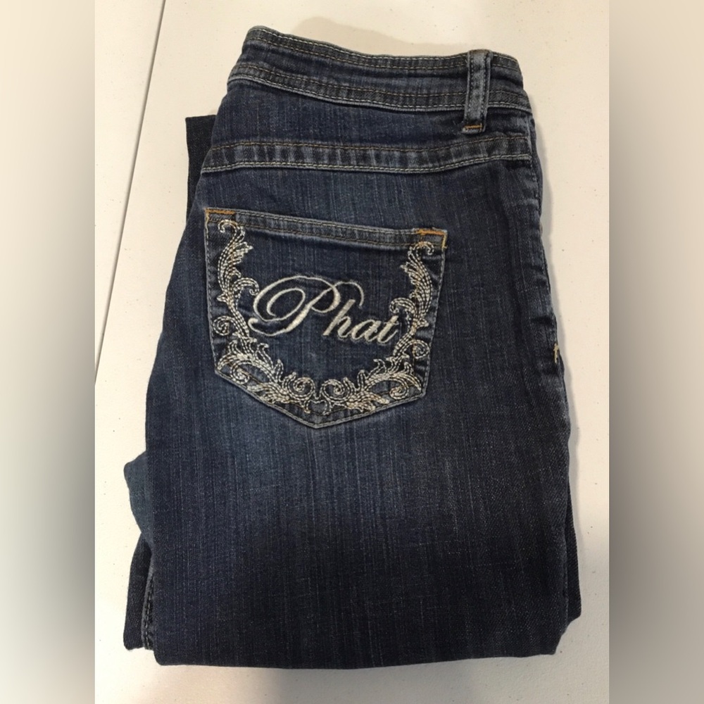 Baby Phat Women's Dark Indigo Jeans with Embroidered Pocket